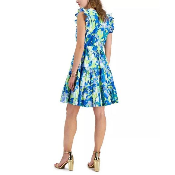 Taylor Sleeveless Abstract Floral Print A-Line V-Neck Dress Size Small - Picture 7 of 14